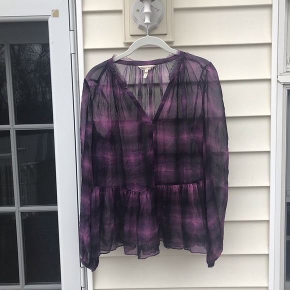 Rebecca Taylor Long Sleeve Shadow Plaid Peplum Top - Picture 3 of 7